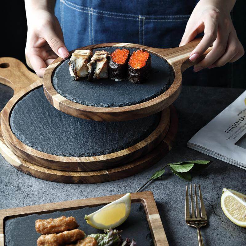 Serving Board Wooden Frame Slate Insert