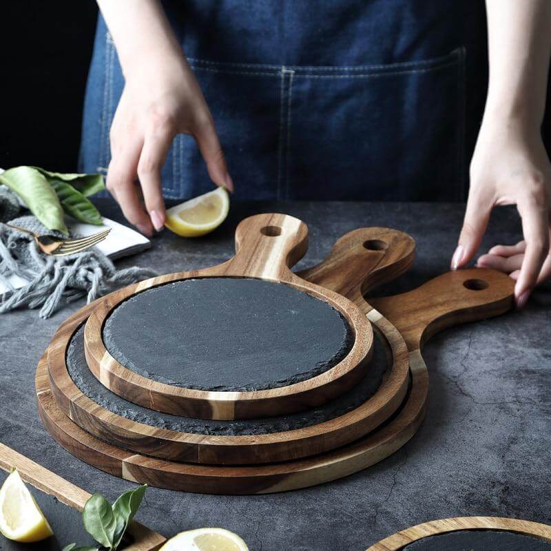 Serving Board Wooden Frame Slate Insert
