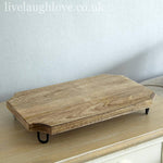 Serving Board Wooden Raised Metal Feet
