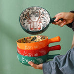 Serving Bowl Porcelain Hand-Painted Animal Floral Design