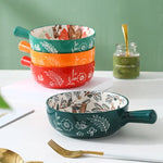 Serving Bowl Porcelain Hand-Painted Animal Floral Design