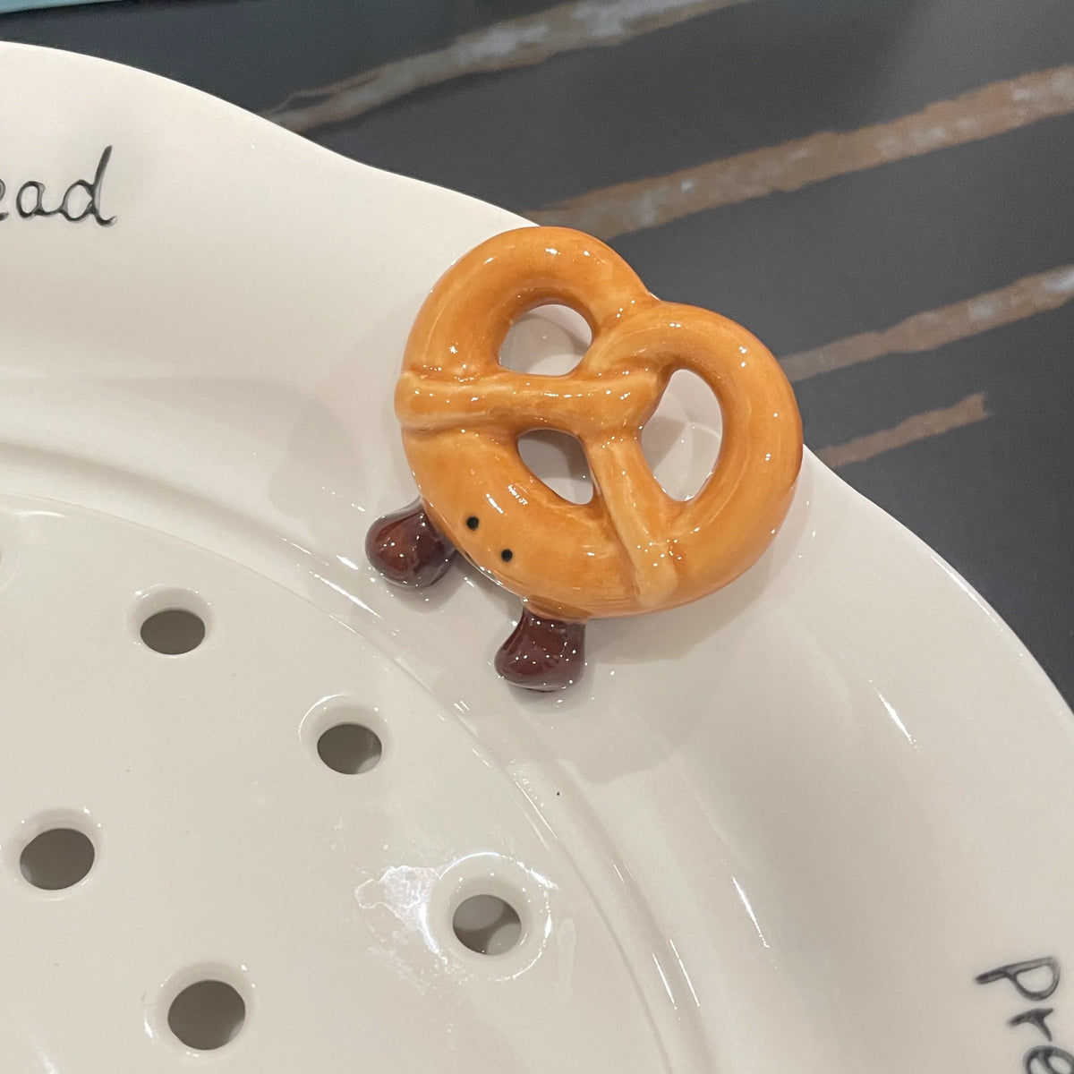 Serving Plate Glazed Ceramic Hand-Painted Ventilated Base