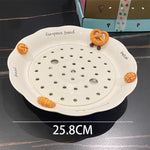Serving Plate Glazed Ceramic Hand-Painted Ventilated Base