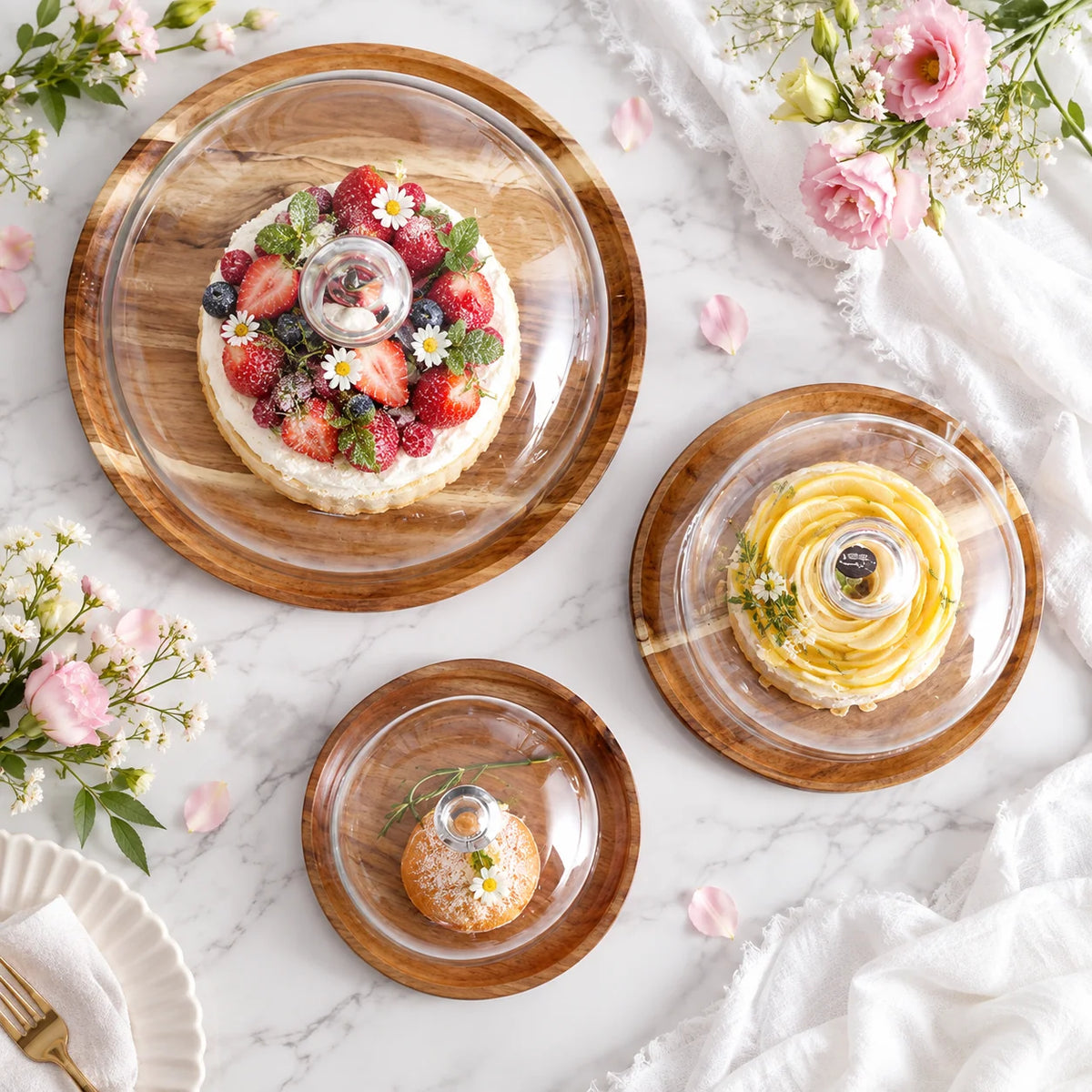 Serving Plate Natural Wood With Optional Cover