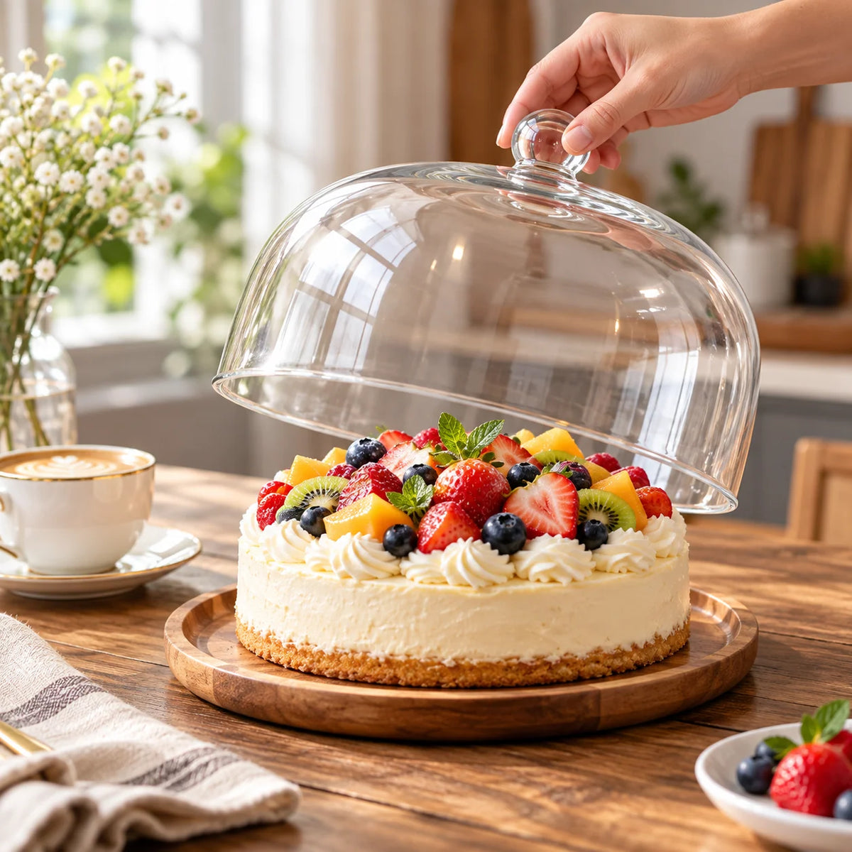 Serving Plate Natural Wood With Optional Cover