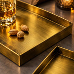 Serving Tray Gold-Tone Metal Decorative Tabletop Organizer