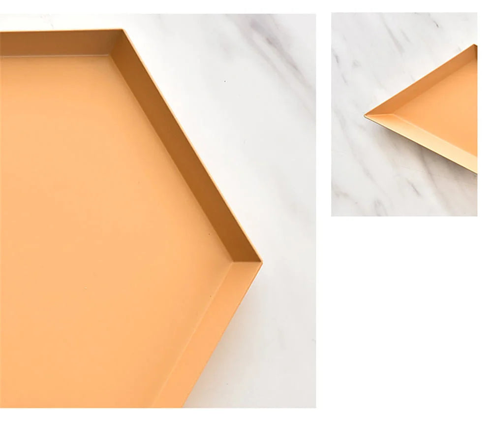 Serving Tray Metal Geometric Design Sturdy Construction