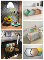 Serving Tray Metal Geometric Design Sturdy Construction