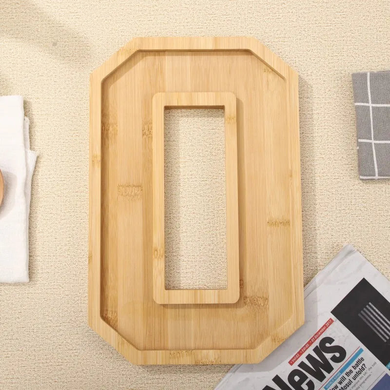 Serving Tray Number-Shaped Natural Wood Polished Finish