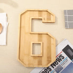 Serving Tray Number-Shaped Natural Wood Polished Finish