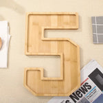 Serving Tray Number-Shaped Natural Wood Polished Finish