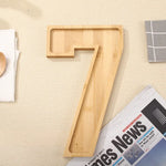 Serving Tray Number-Shaped Natural Wood Polished Finish
