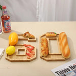 Serving Tray Number-Shaped Natural Wood Polished Finish