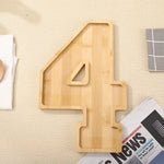 Serving Tray Number-Shaped Natural Wood Polished Finish
