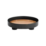 Serving Tray Round Oak Veneer Water-Resistant 12-Inch