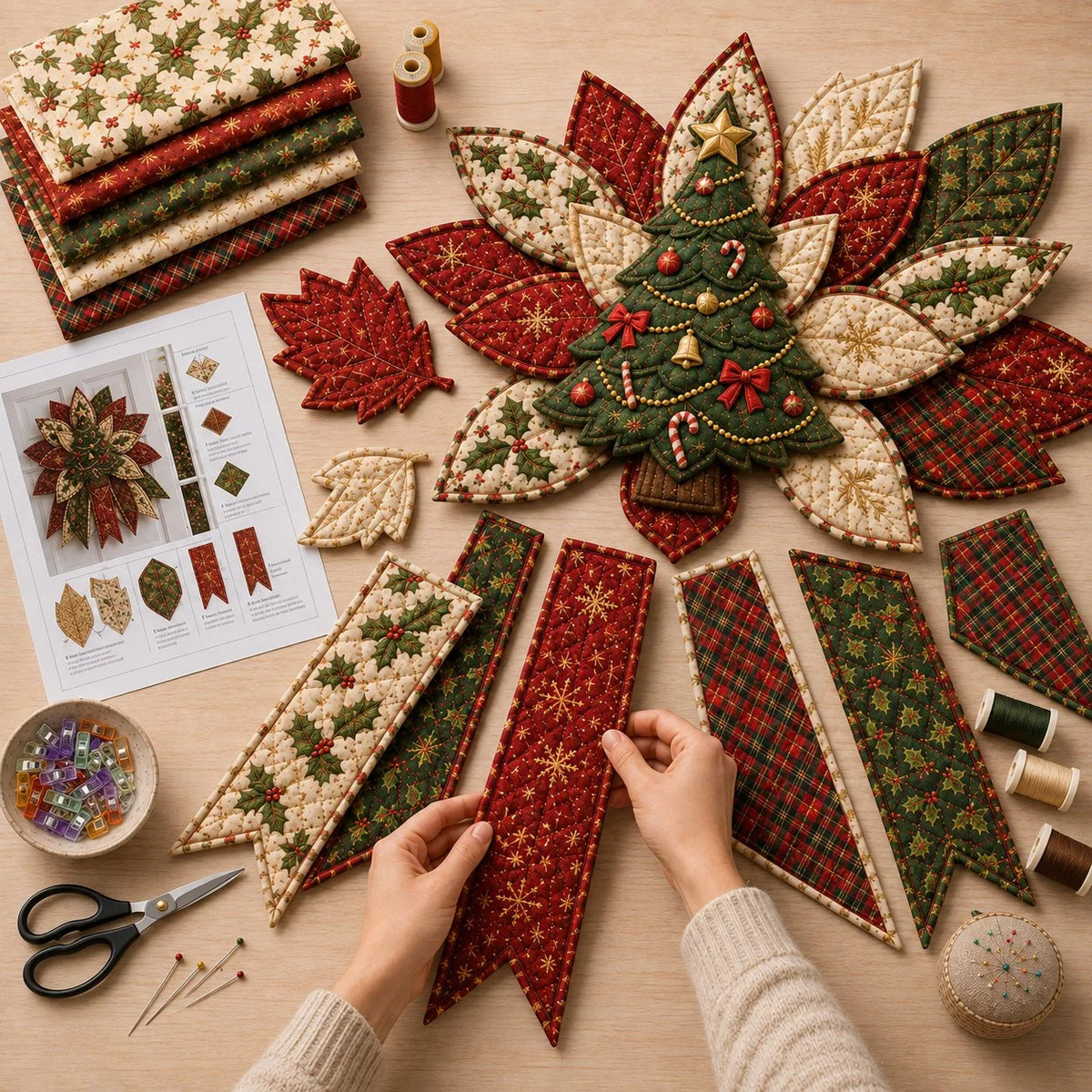 Sewing Kit Quilted Christmas Door Hanging Materials Included