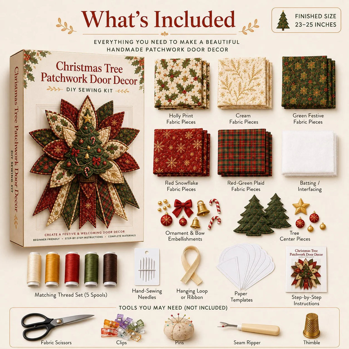 Sewing Kit Quilted Christmas Door Hanging Materials Included