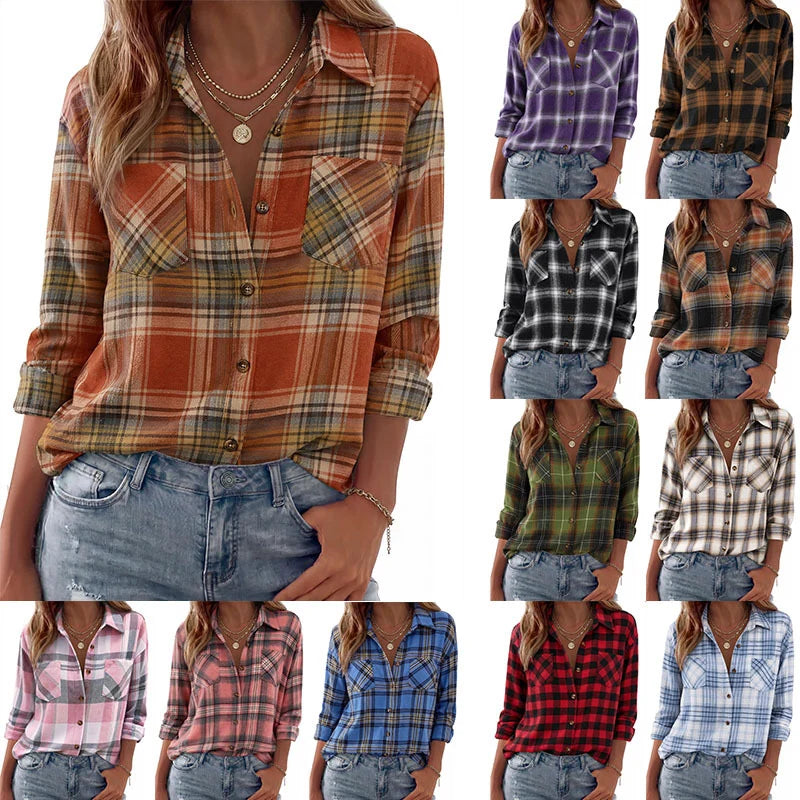 Shacket Soft Flannel Oversized Plaid Chest Pockets