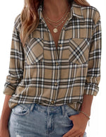Shacket Soft Flannel Oversized Plaid Chest Pockets