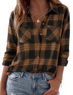 Shacket Soft Flannel Oversized Plaid Chest Pockets