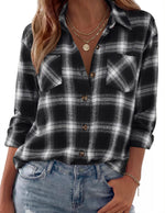 Shacket Soft Flannel Oversized Plaid Chest Pockets