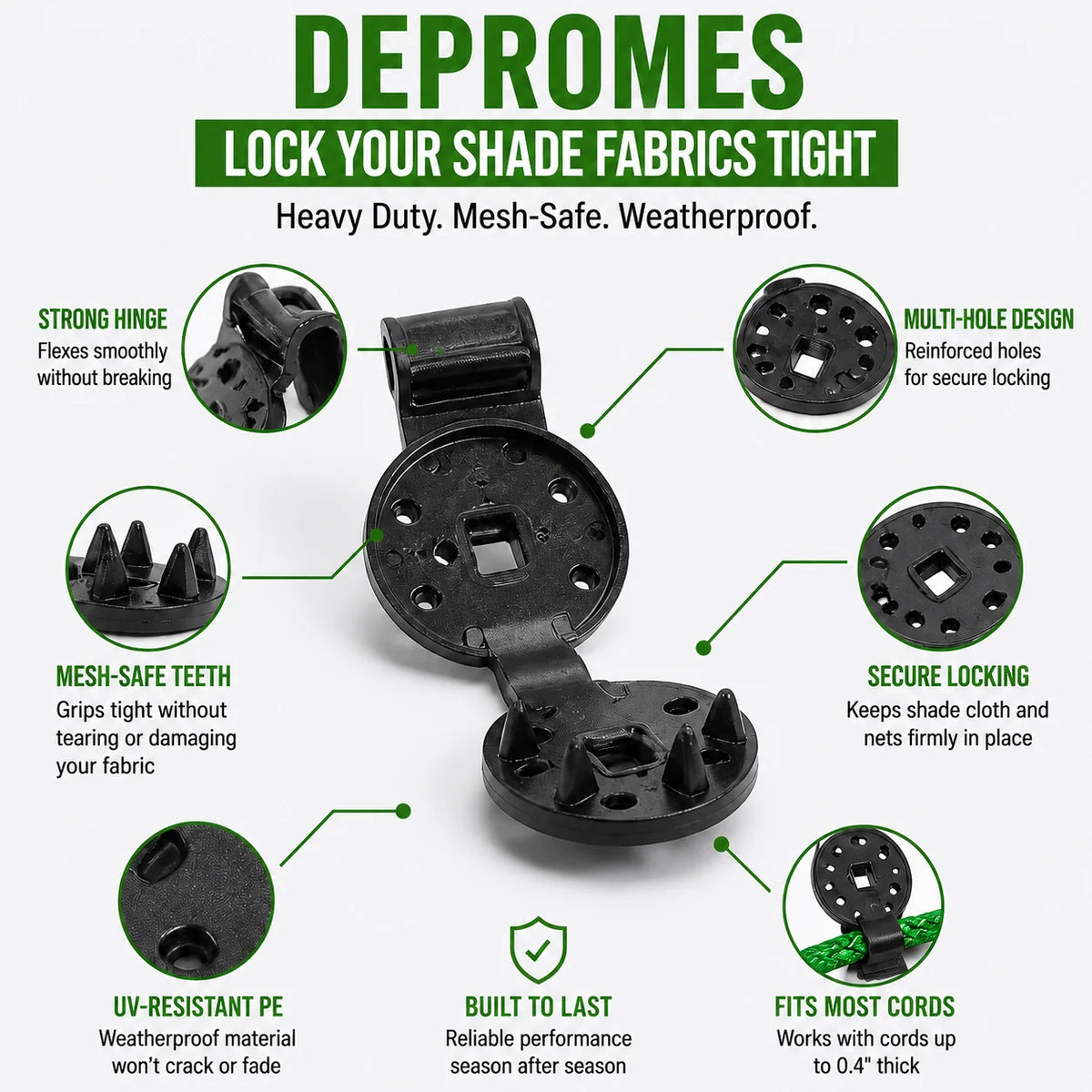 Shade Cloth Clips UV-Resistant Locking Grip