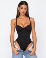 Shapewear Bodysuit Built-In Bra Cups Adjustable Lace-Up Back