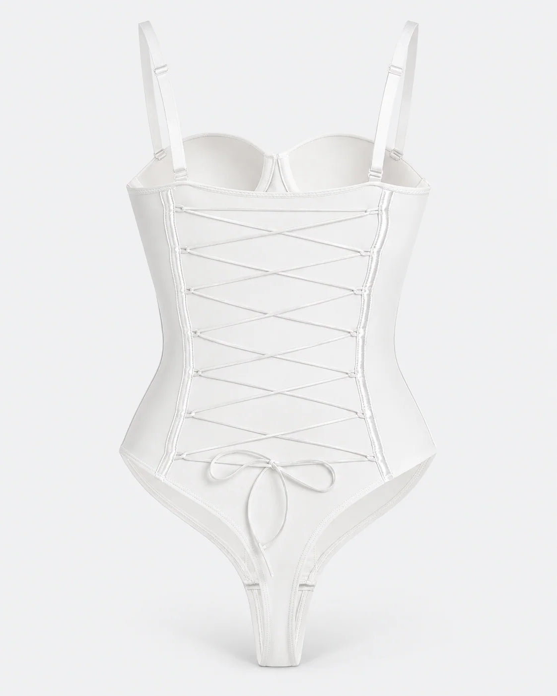 Shapewear Bodysuit Built-In Bra Cups Adjustable Lace-Up Back