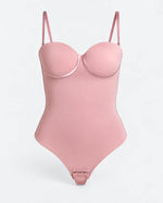 Shapewear Bodysuit Built-In Bra Cups Adjustable Lace-Up Back