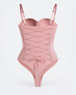 Shapewear Bodysuit Built-In Bra Cups Adjustable Lace-Up Back
