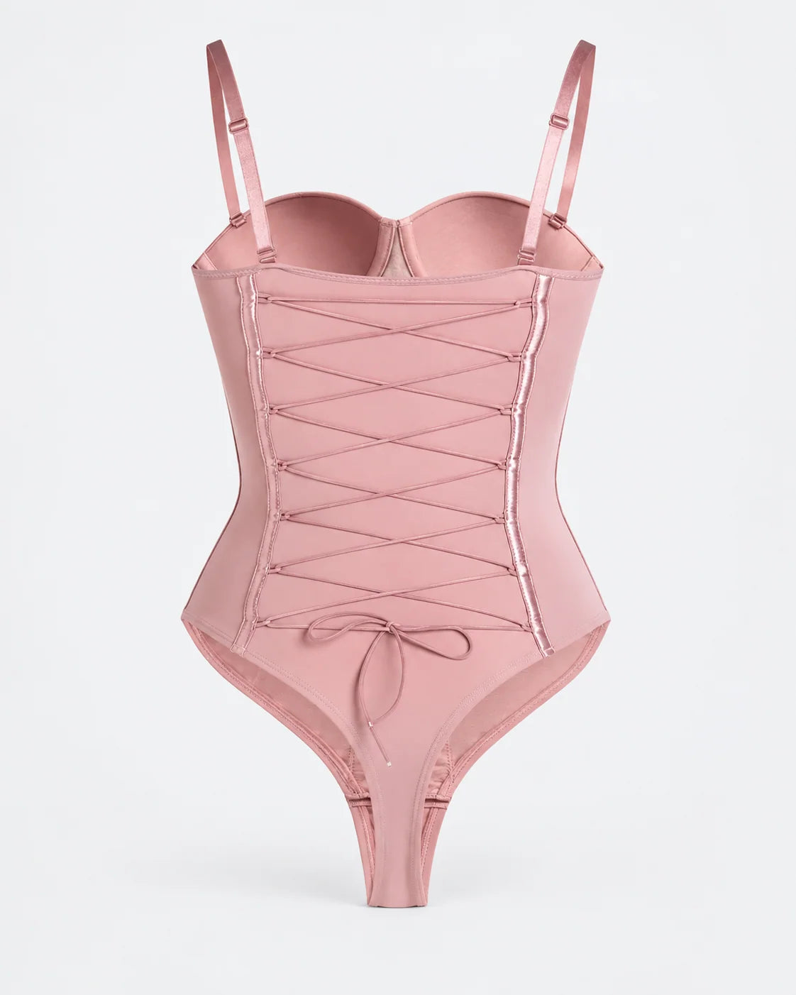 Shapewear Bodysuit Built-In Bra Cups Adjustable Lace-Up Back
