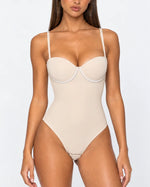 Shapewear Bodysuit Built-In Bra Cups Adjustable Lace-Up Back