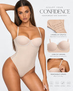 Shapewear Bodysuit Built-In Bra Cups Adjustable Lace-Up Back