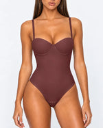 Shapewear Bodysuit Built-In Bra Cups Adjustable Lace-Up Back