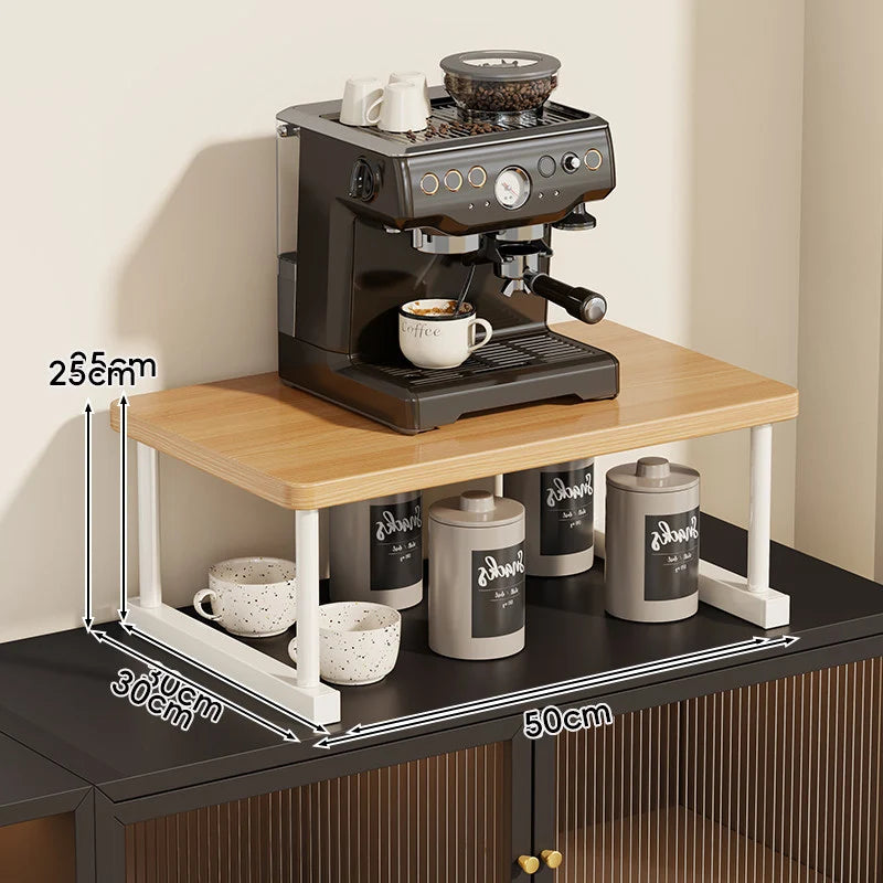 Shelf Riser Two-Tier Walnut Finish Steel Frame