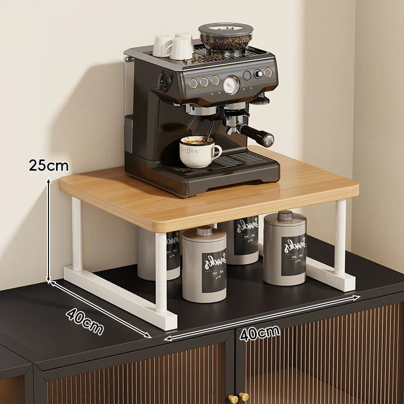 Shelf Riser Two-Tier Walnut Finish Steel Frame
