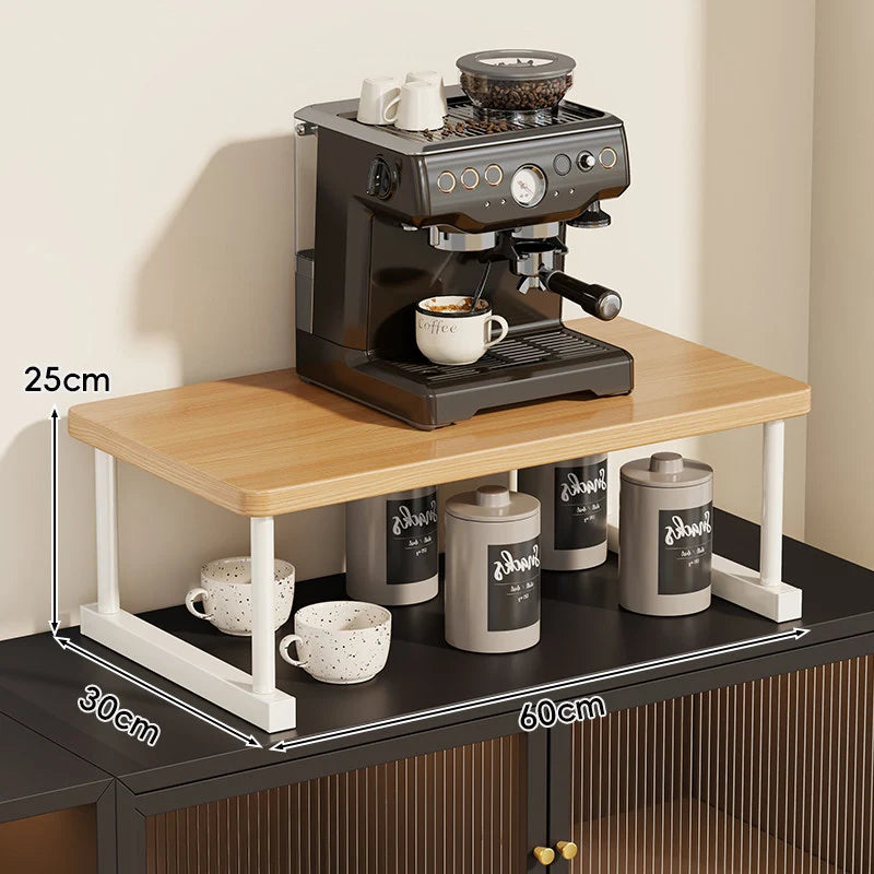 Shelf Riser Two-Tier Walnut Finish Steel Frame