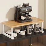 Shelf Riser Two-Tier Walnut Finish Steel Frame