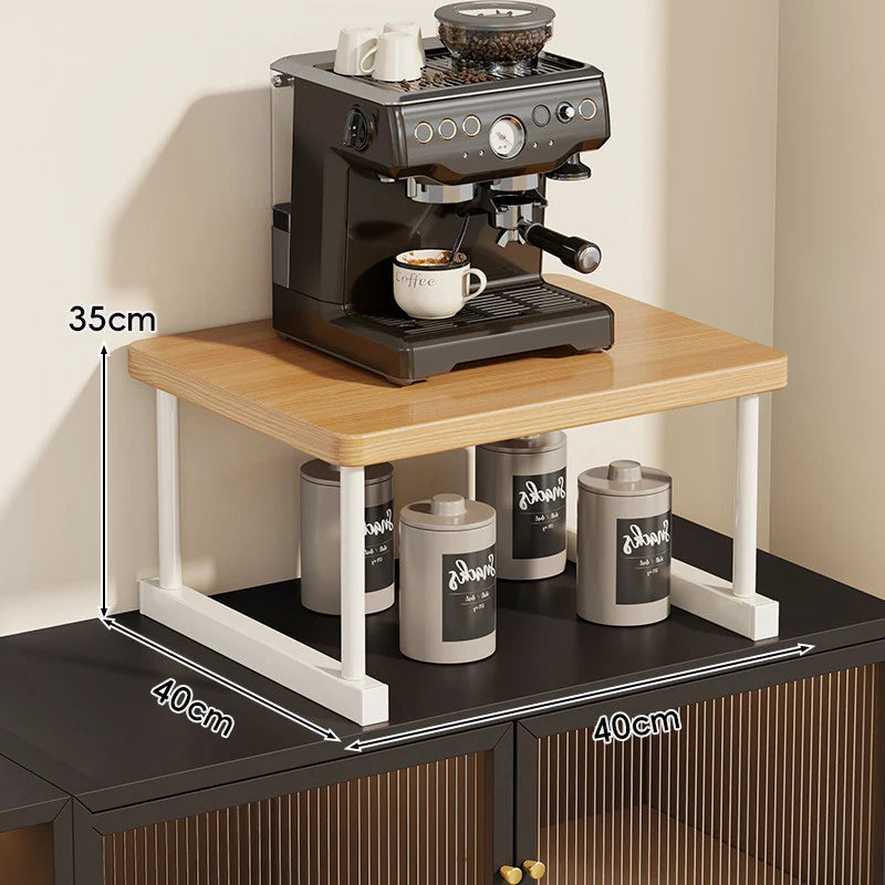 Shelf Riser Two-Tier Walnut Finish Steel Frame