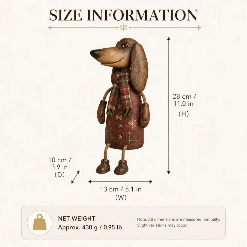 Shelf Sitter Dachshund Vintage Farmhouse Plaid Scarf