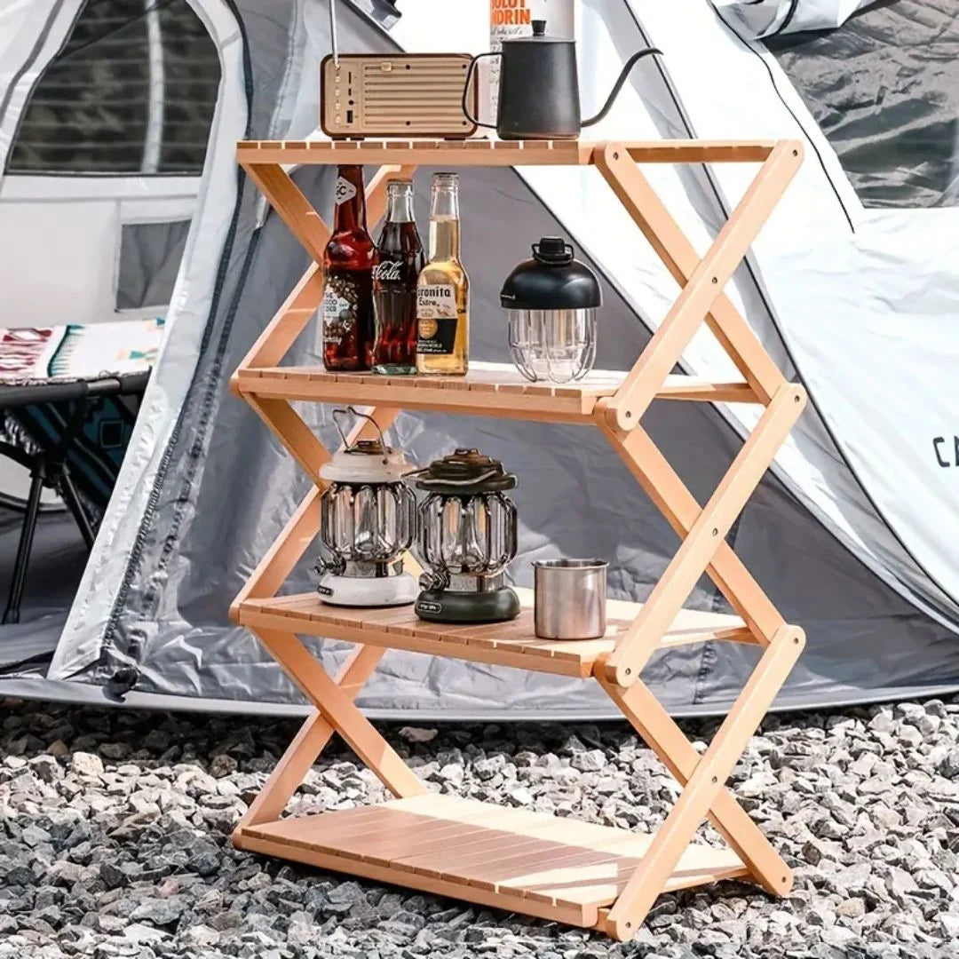 Shelf Solid Wood Foldable Multi-Tier