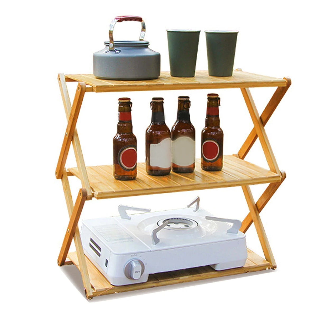 Shelf Solid Wood Foldable Multi-Tier