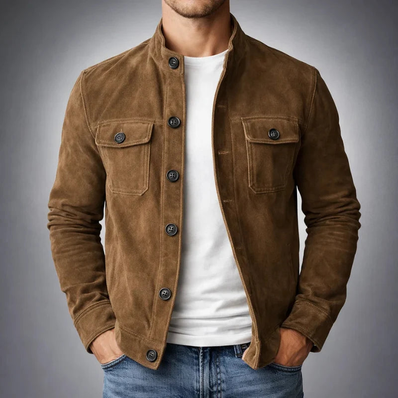 Shirt Jacket Suede Soft Lined Two Chest Pockets