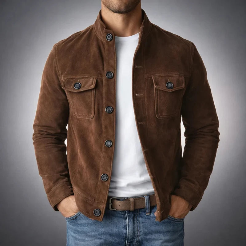 Shirt Jacket Suede Soft Lined Two Chest Pockets
