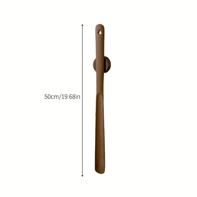 Shoe Horn Solid Wood Long Handle Magnetic Wall Mount