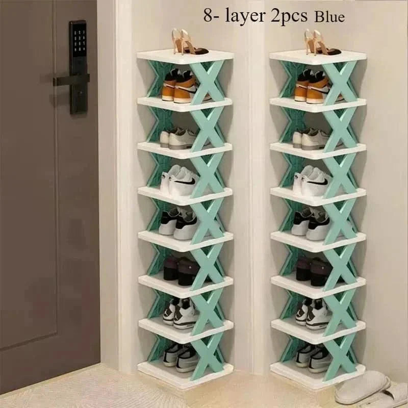 Shoe Organizer 4-Tier Plastic Removable Compartments Space-Saving