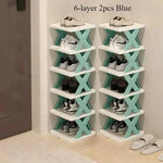 Shoe Organizer 4-Tier Plastic Removable Compartments Space-Saving