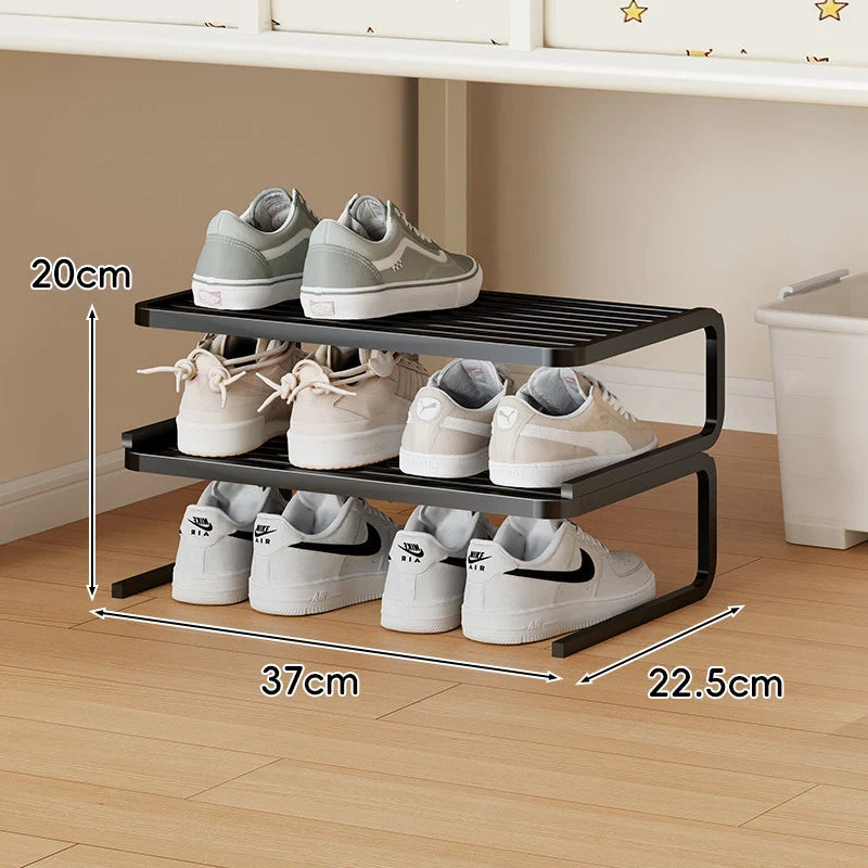 Shoe Organizer Two-Tier Powder-Coated Steel Non-Slip Feet