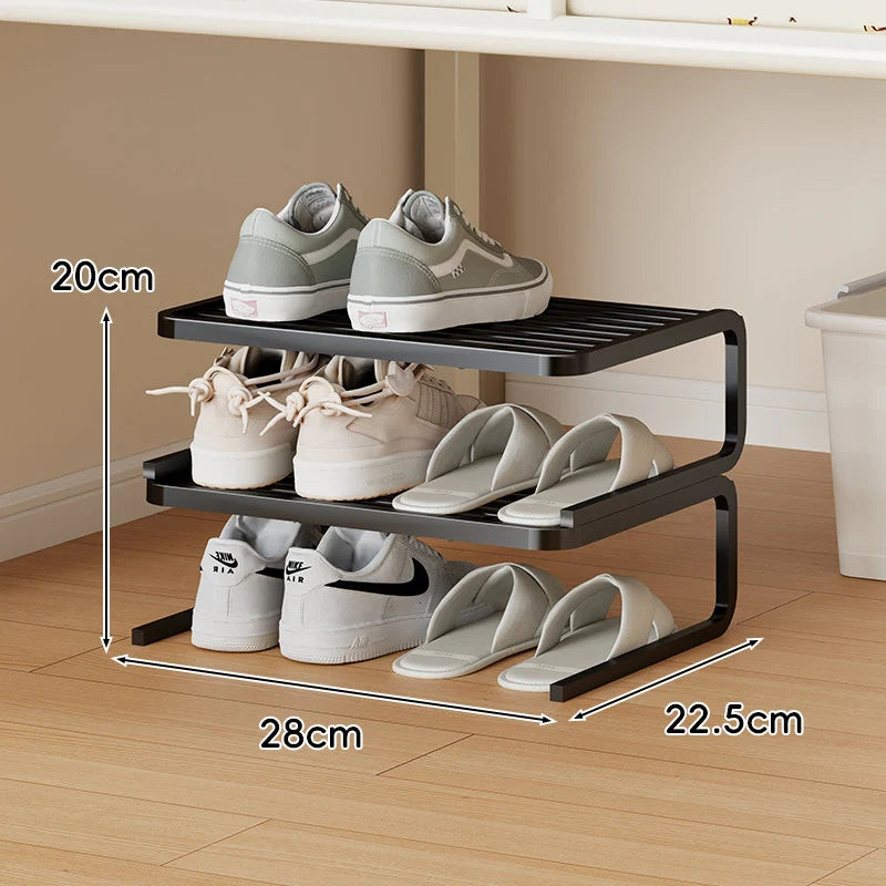 Shoe Organizer Two-Tier Powder-Coated Steel Non-Slip Feet