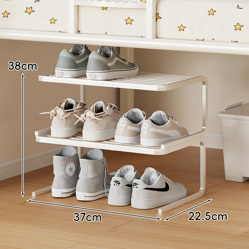 Shoe Organizer Two-Tier Powder-Coated Steel Non-Slip Feet